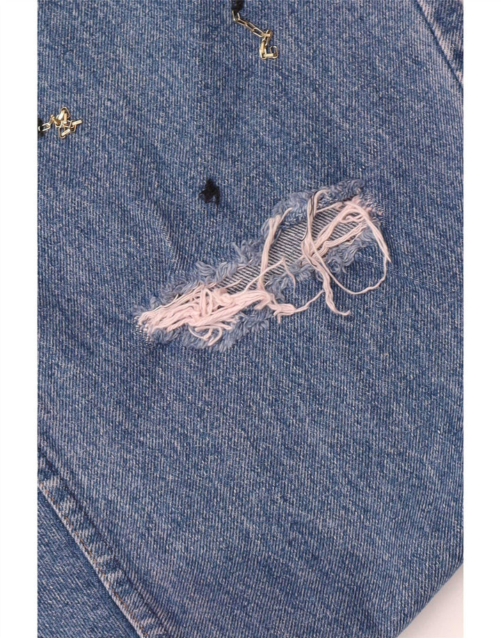 Rifle masculino desgastado jeans retos W33 L33 algodão azul