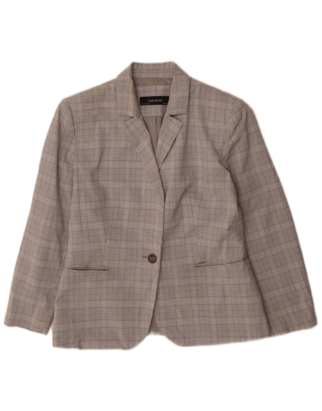 Jaqueta blazer feminina Zara com 1 botão EU 40 cinza médio Houndstooth