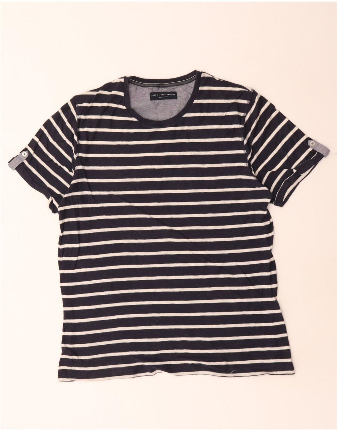 Camiseta masculina Jack & Jones grande listrada azul marinho