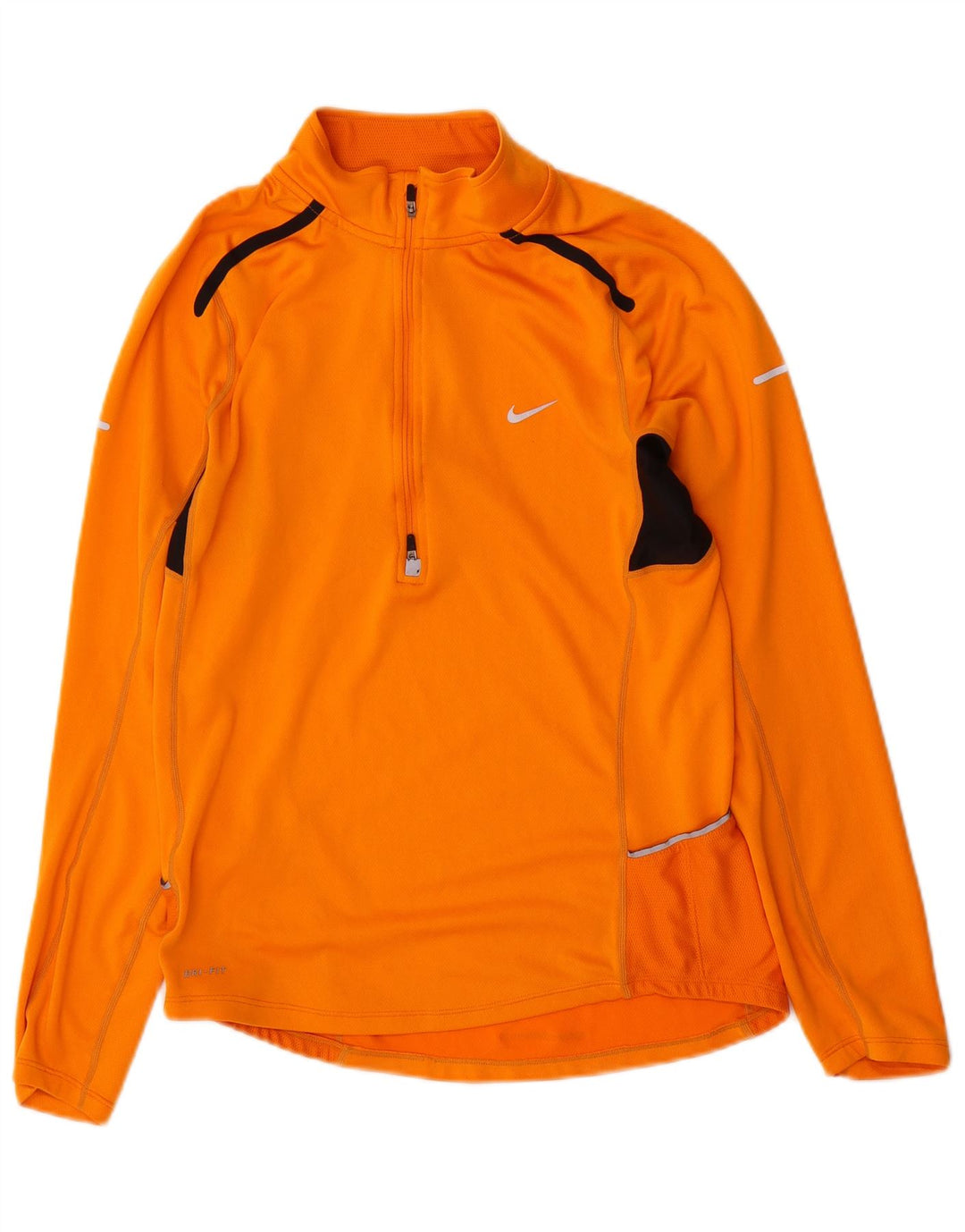 Nike Mens Dri Fit Zip Neck Pullover Treino Top Médio Laranja Colourblock