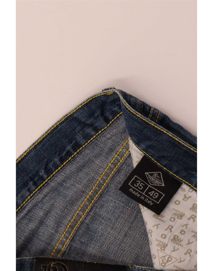 Calça jeans reta masculina Roy Rogers desgastada W35 L29 azul