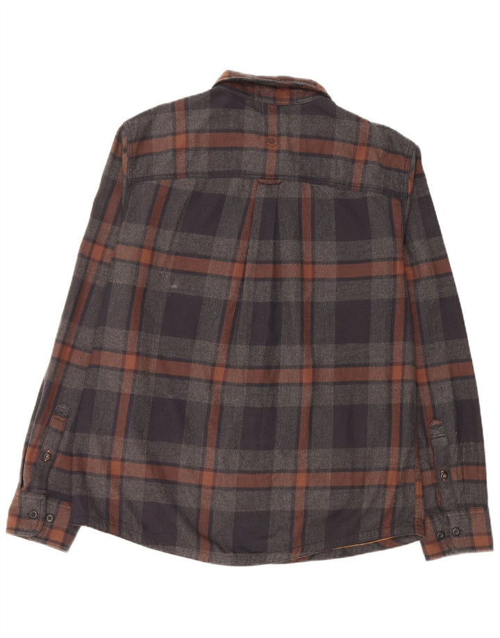 Camisa masculina de flanela Fat Face grande algodão xadrez cinza