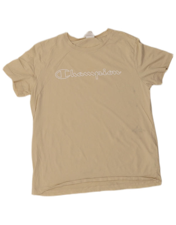 Camiseta feminina estampada Champion UK 20 2XL algodão bege