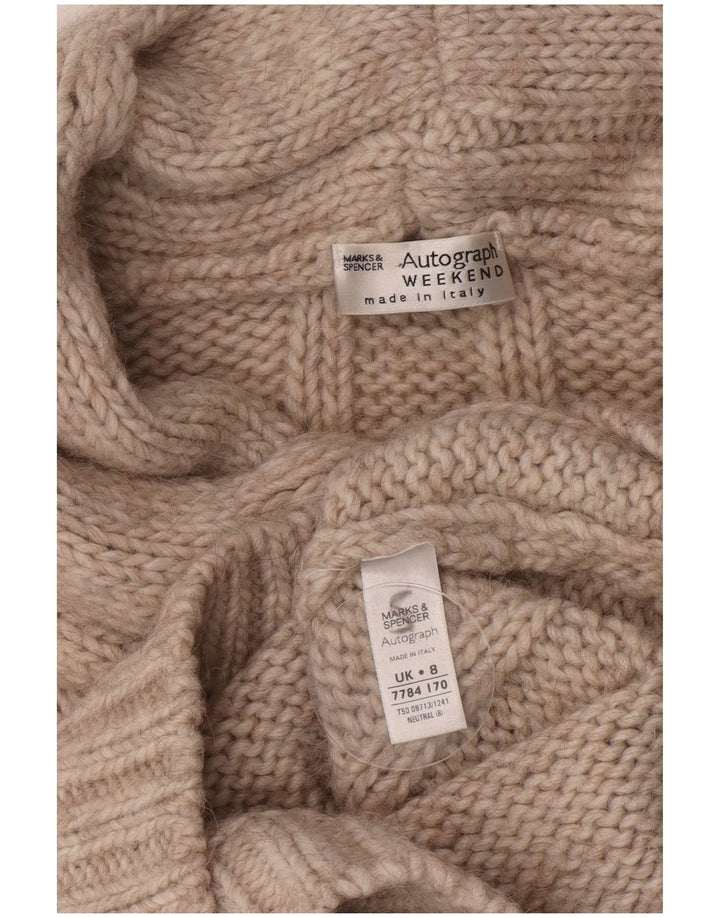 Suéter feminino Marks & Spencer com gola redonda Reino Unido 8 pequeno bege acrílico