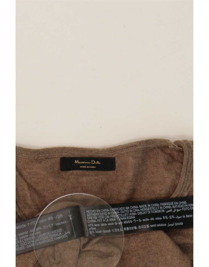 Suéter feminino Massimo Dutti com gola redonda Reino Unido 10 pequeno marrom