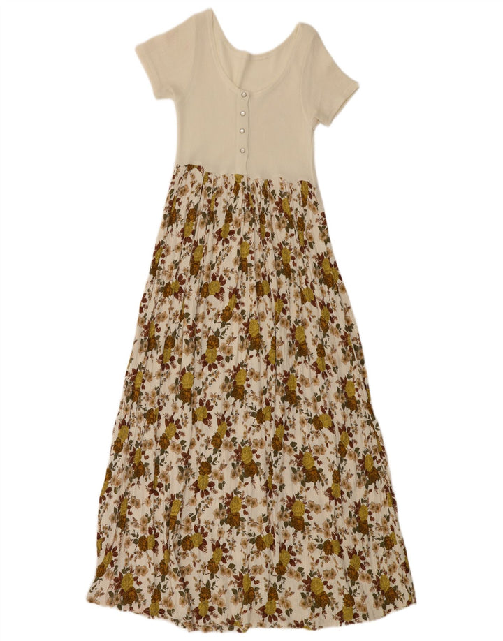 Vestido Maxi Feminino VINTAGE UK 4 XS Off White Floral