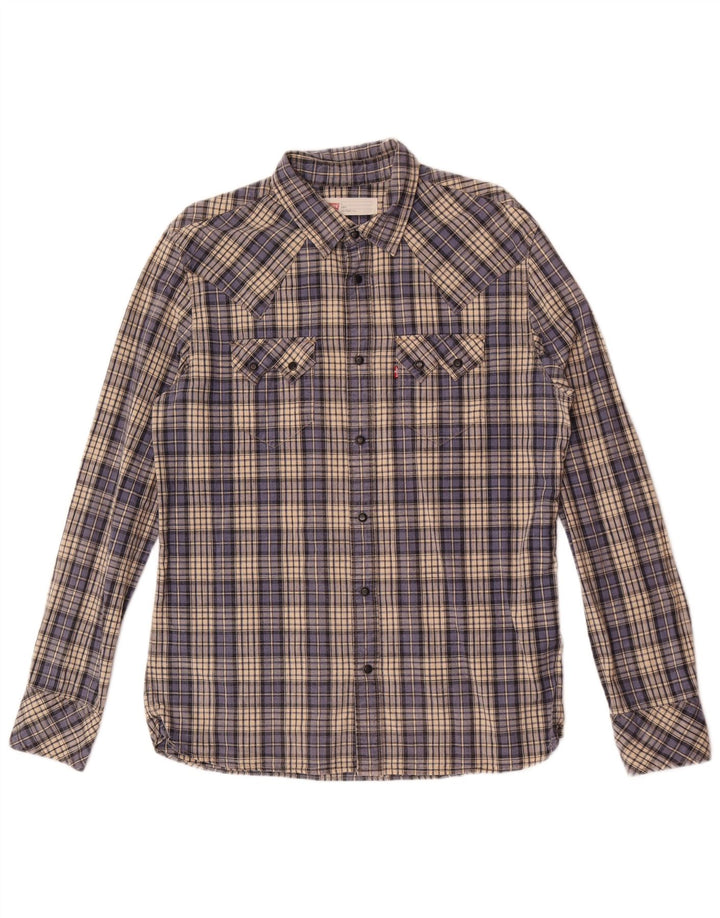 Camisa masculina Slim Fit Levi's grande algodão xadrez azul