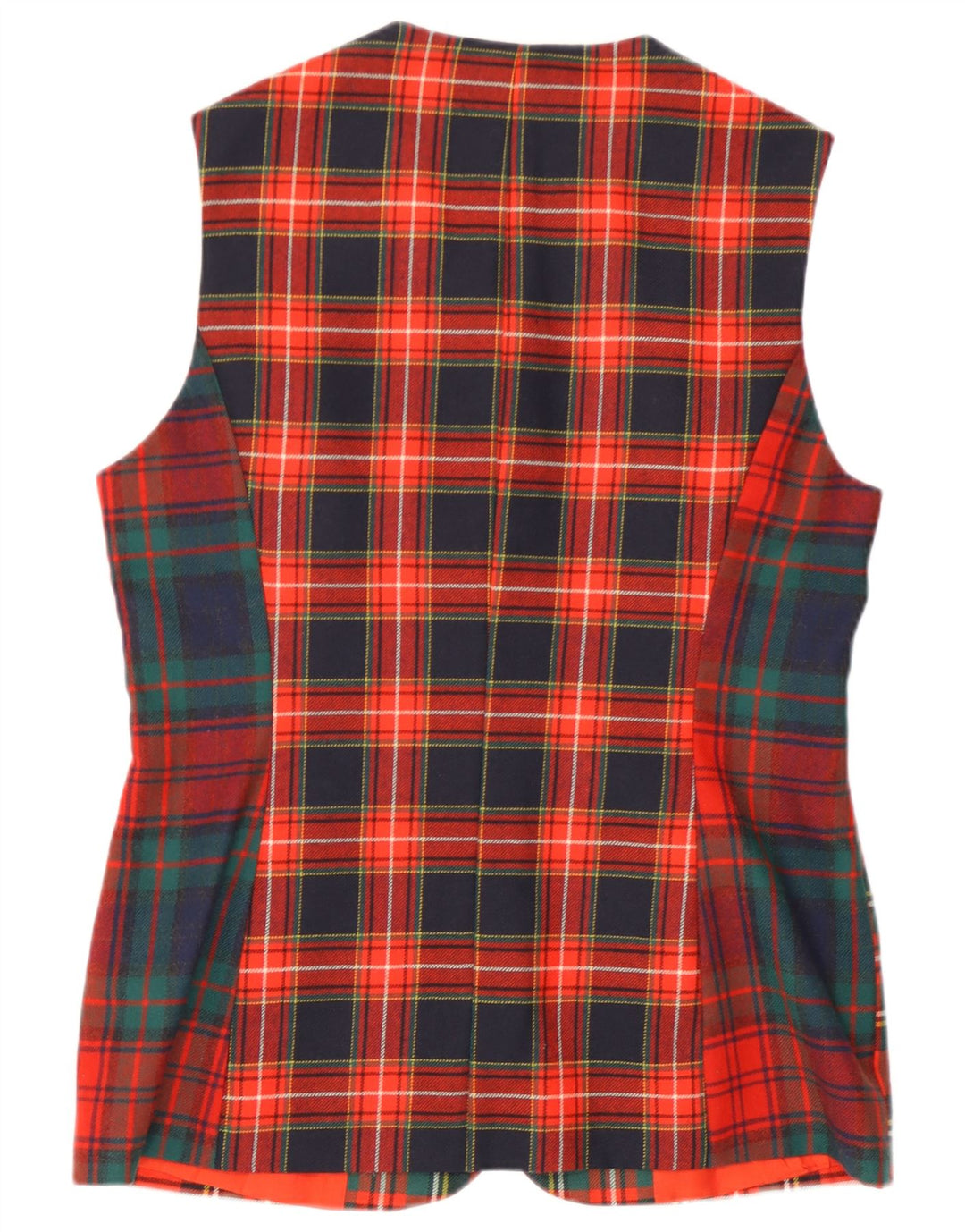 Colete feminino Trussardi Longline IT 46 grande lã virgem xadrez vermelha
