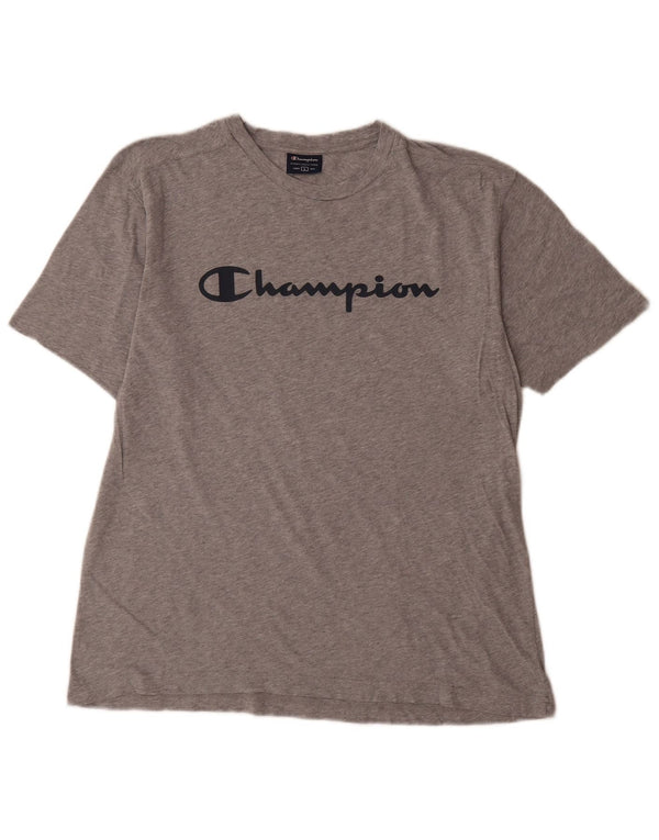 Camiseta feminina estampada Champion UK 16 grande cinza manchado