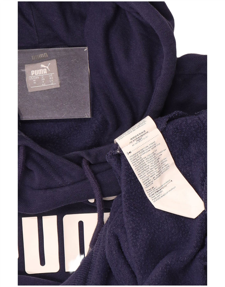 PUMA feminino gráfico moletom com capuz UK 12 médio azul marinho poliéster