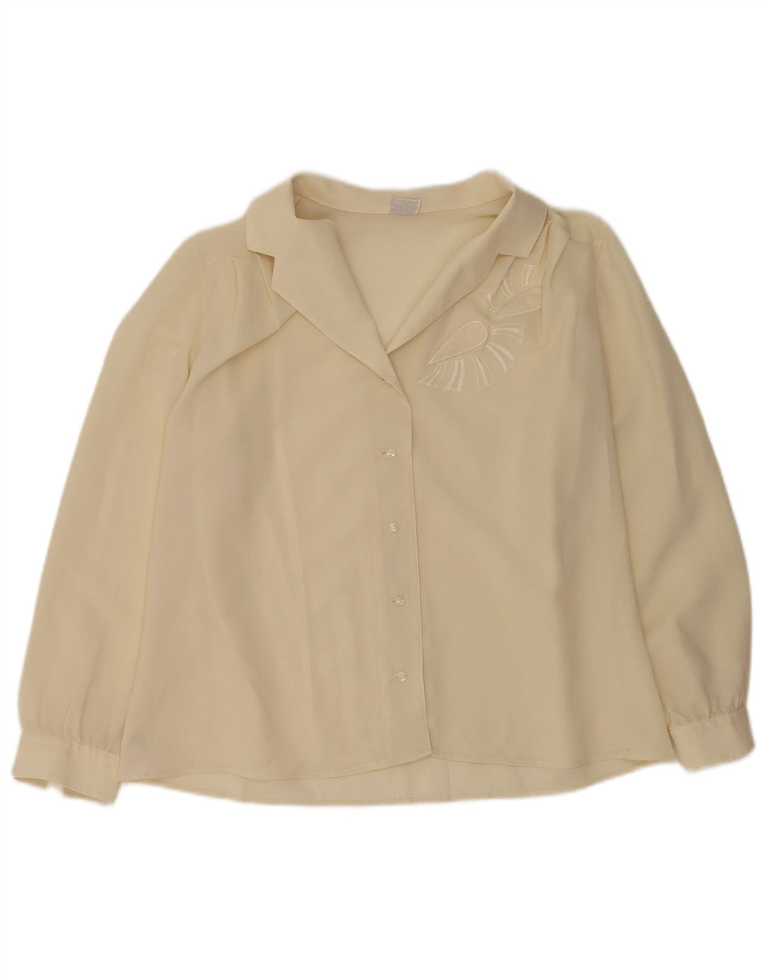 Blusa camisa feminina vintage IT 47 XL poliéster bege