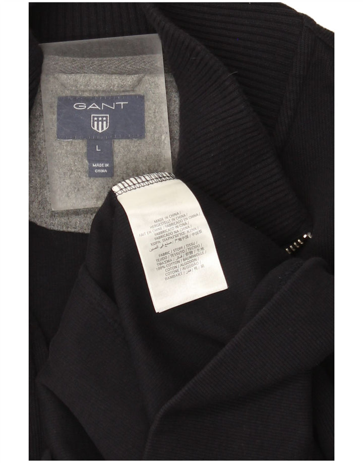 Suéter masculino Gant com zíper completo e algodão azul marinho grande