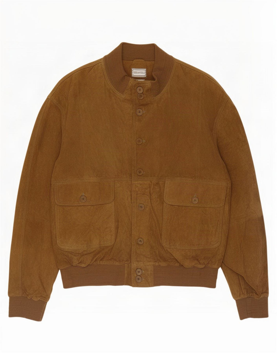 Jaqueta bomber masculina vintage de camurça Reino Unido 40 couro bege grande