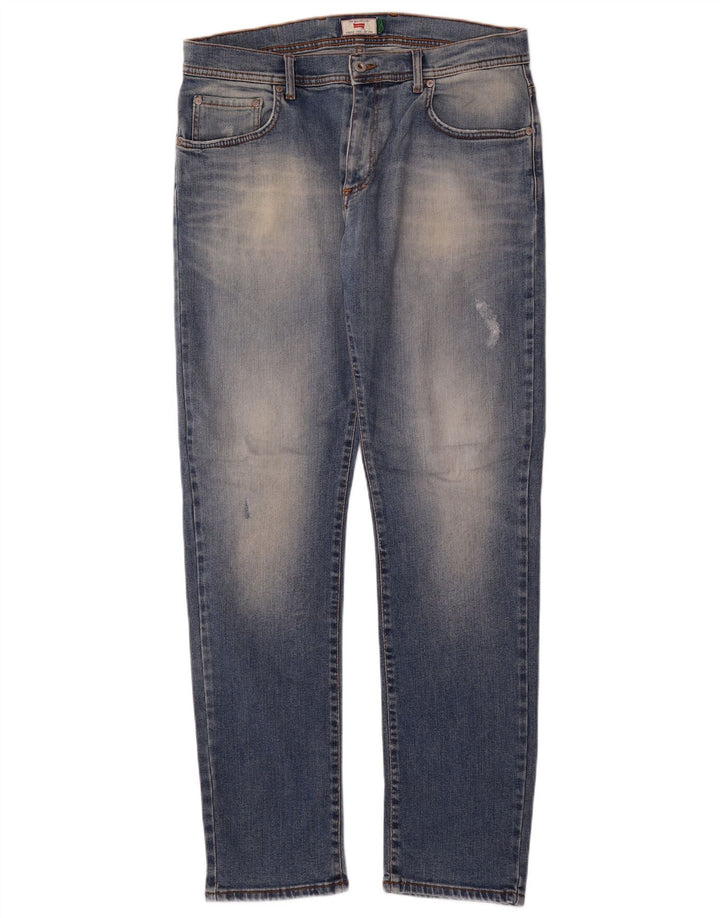 Calça Jeans Carrera Masculina Distressed Slim W34 L33 Azul Algodão