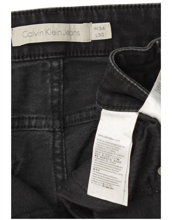 CALVIN KLEIN Mens Jeans Slim W34 L30 Algodão Preto