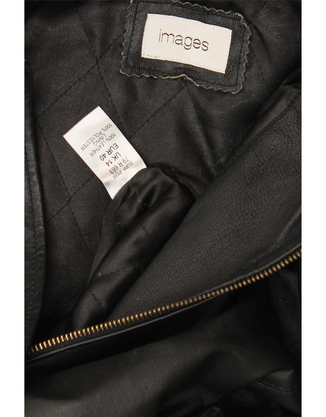 Jaqueta de couro vintage feminina com capuz UK 14 médio preto