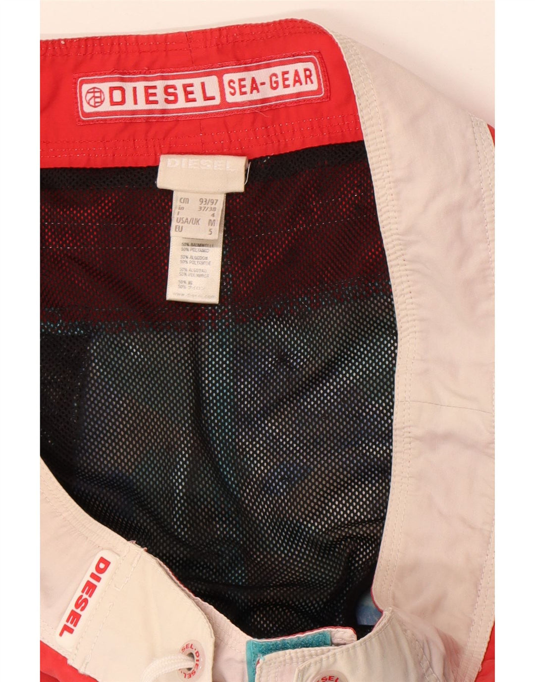 Shorts de natação masculino Diesel médio azul camuflado algodão
