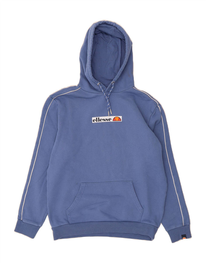 ELLESSE Mens Graphic Hoodie Jumper Large Blue Cotton Vintage Ellesse and Second-Hand Ellesse from Messina Hembry 