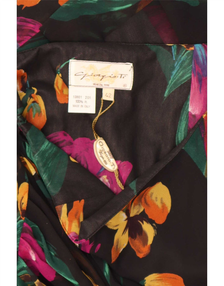 Saia feminina plissada em linha A Giorgio Ti IT 42 poliéster floral preto médio