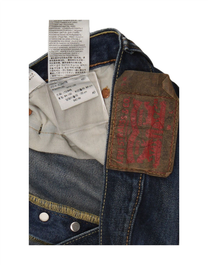 Jeans retos masculinos Levi's W33 L30 algodão azul marinho