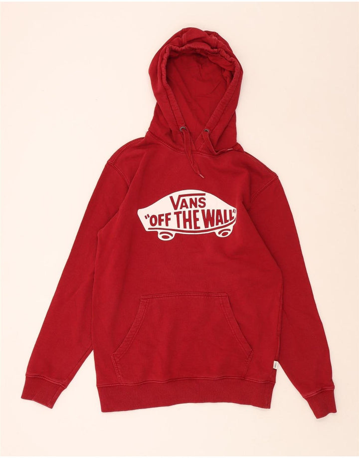 VANS Mens Graphic Hoodie Jumper Pequeno Algodão Borgonha