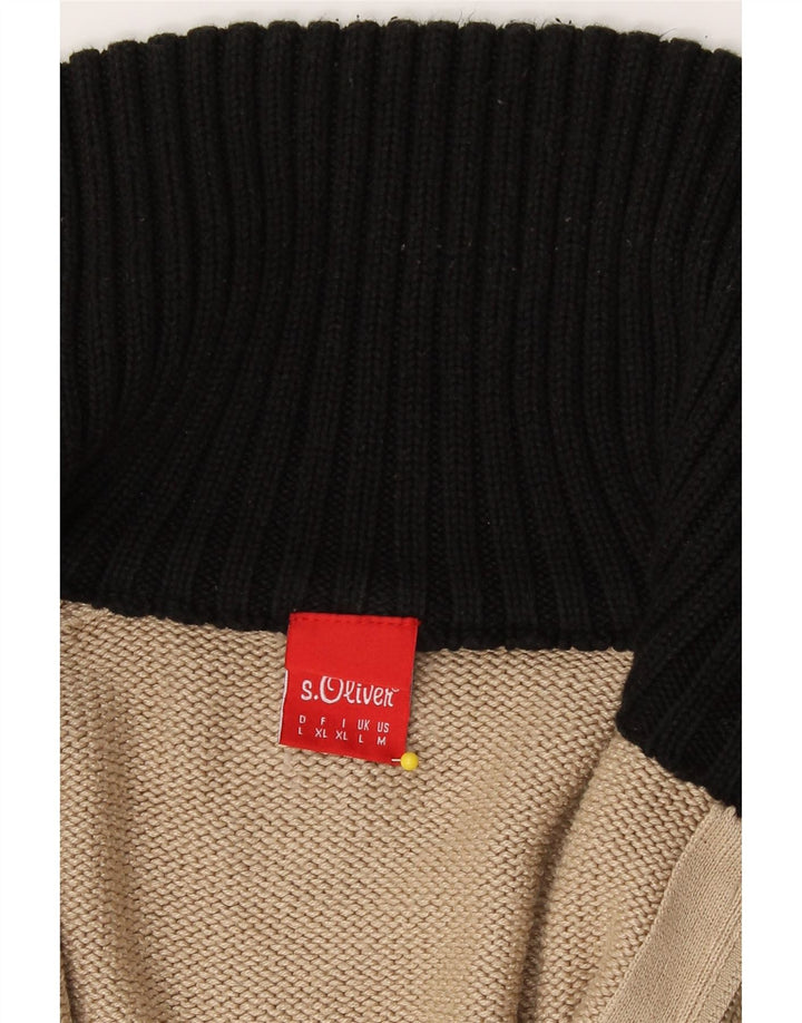 S.OLIVER Mens Cardigan Sweater Large Beige Colourblock Cotton Vintage S.Oliver and Second-Hand S.Oliver from Messina Hembry 