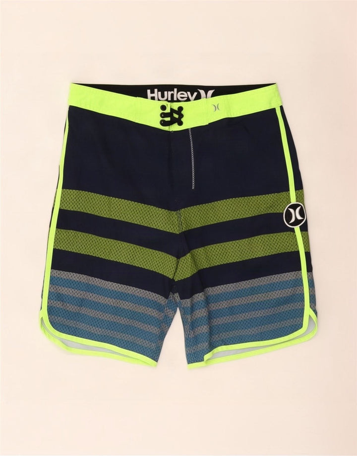 Shorts de natação masculino Hurley poliéster listrado azul médio