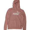 PUMA Womens Graphic Hoodie Jumper UK 14 Medium Pink Cotton Vintage Puma and Second-Hand Puma from Messina Hembry 