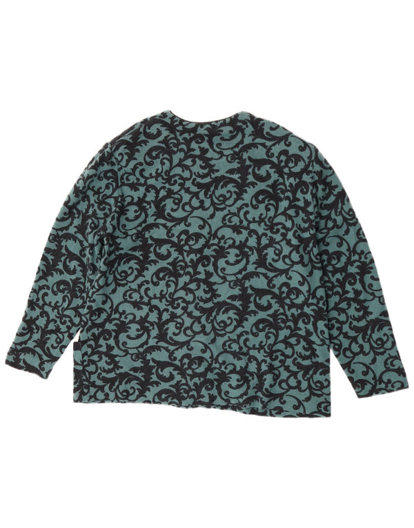 ELENA MIRO Womens Cardigan Sweater IT 45 Large Green Paisley Wool