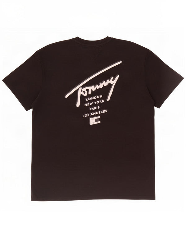Camiseta gráfica masculina Tommy Hilfiger Top 2XL algodão preto