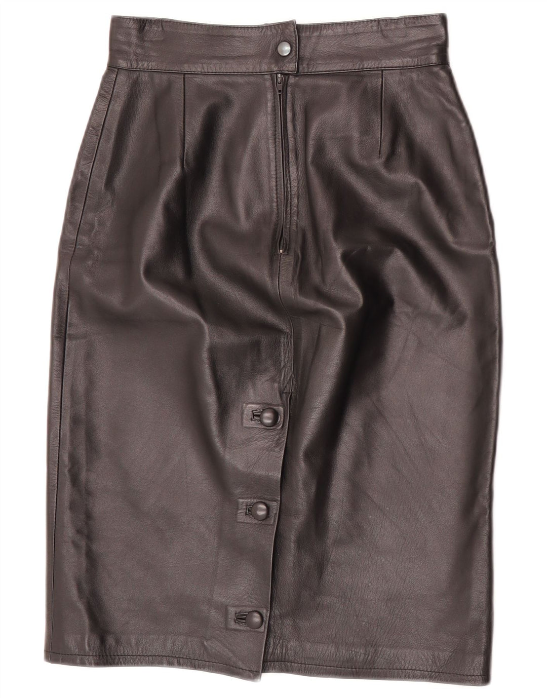 Saia de couro feminina vintage W24 XS preta