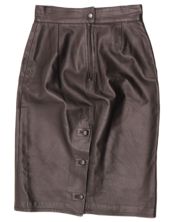 Saia de couro feminina vintage W24 XS preta