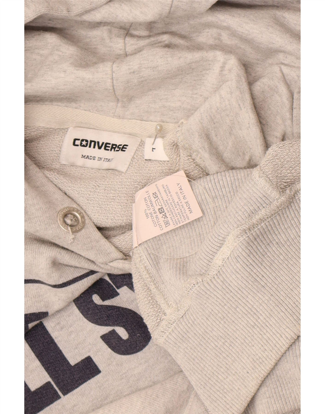Converse masculino gráfico moletom com capuz grande algodão cinza