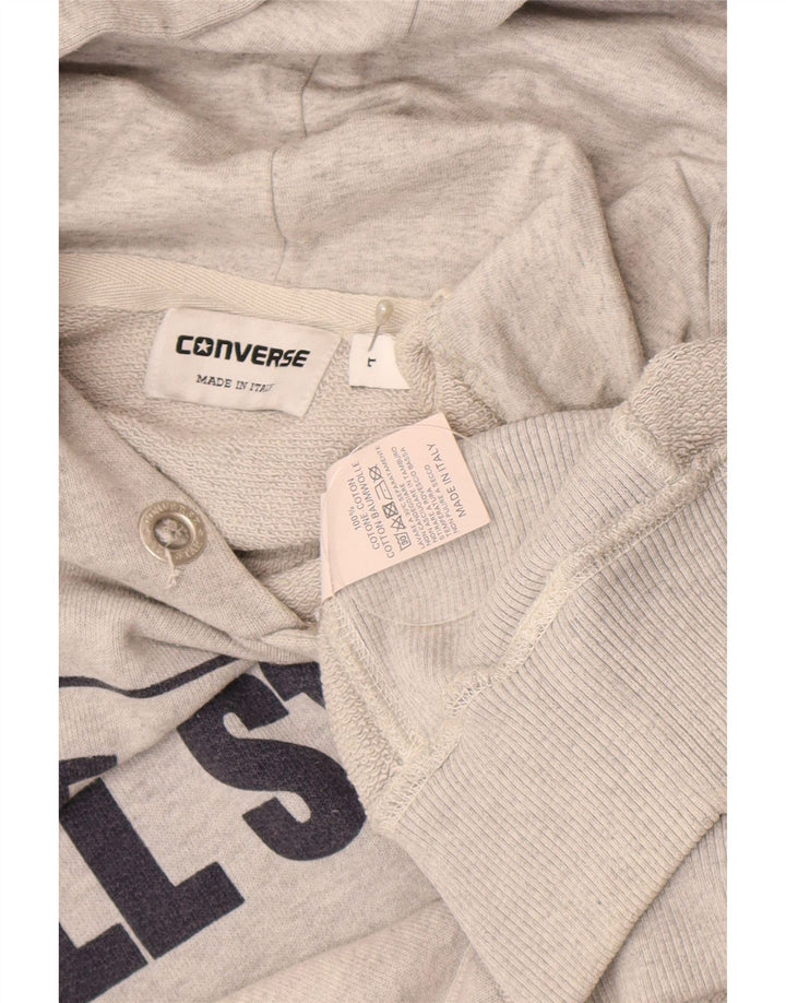 Converse masculino gráfico moletom com capuz grande algodão cinza