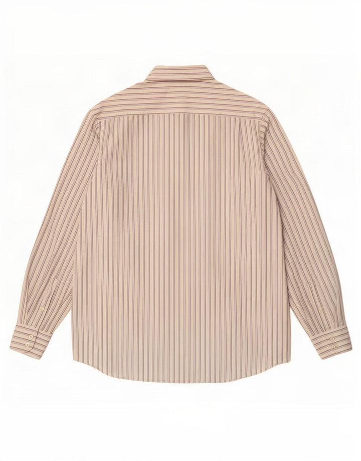 Camisa masculina Lacoste tamanho 40 algodão listrado branco médio