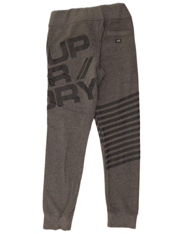 Superdry Mens Graphic Tracksuit Calças Joggers Grande Cinza Listrado Algodão