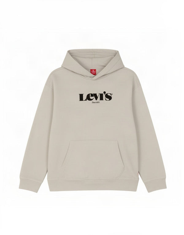 Levi's Womens Graphic Oversized Hoodie Jumper UK 10 Small White Cotton