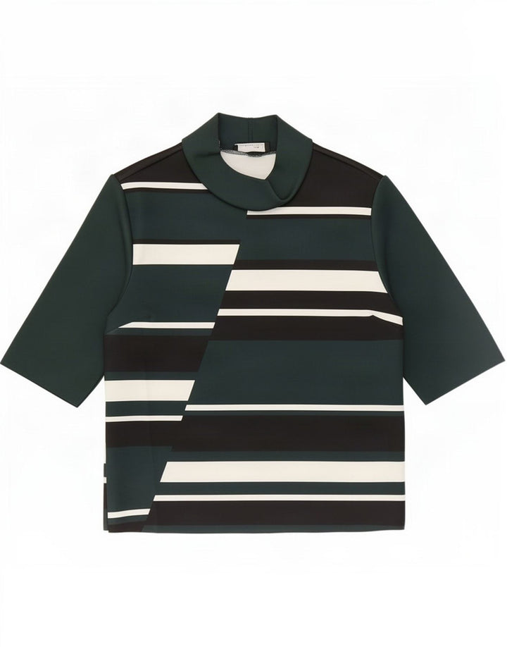 Blusa feminina Zara UK 12 poliéster colorblock verde médio