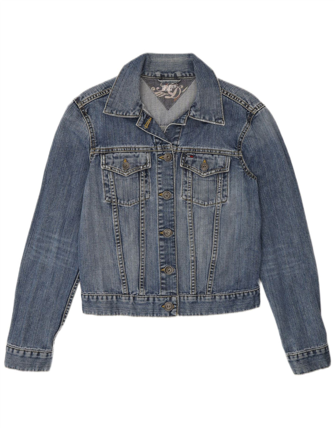 Jaqueta jeans feminina Tommy Hilfiger Reino Unido 12 algodão azul médio