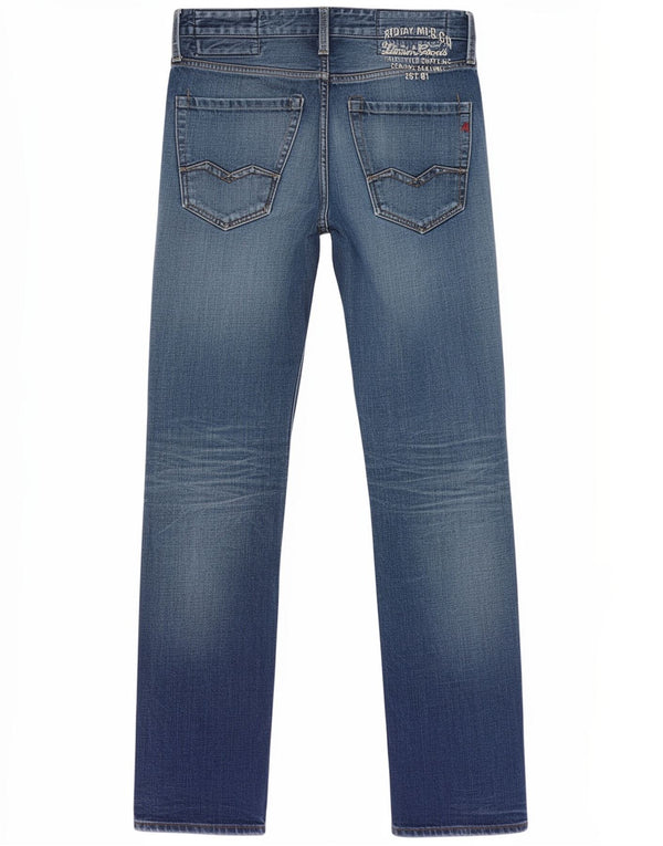 Replay Mens Waitom Slim Jeans W29 L32 Azul Algodão