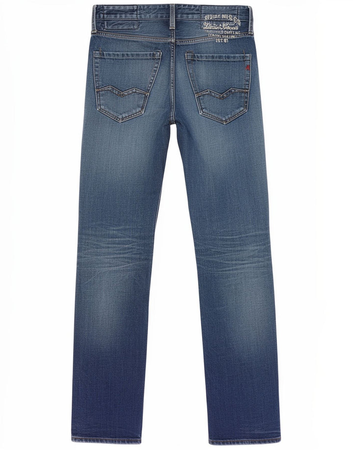 Replay Mens Waitom Slim Jeans W29 L32 Azul Algodão
