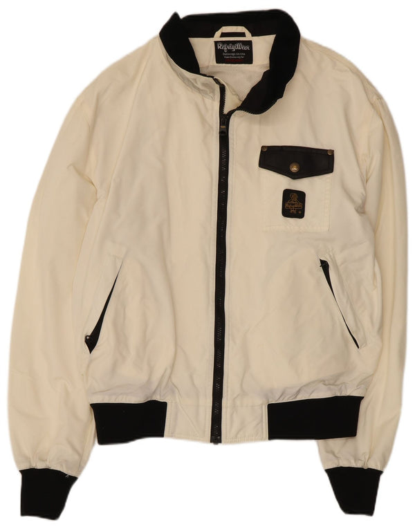 Refrigiwear Mens Bomber Rain Jacket UK 36 Small White Colourblock Nylon