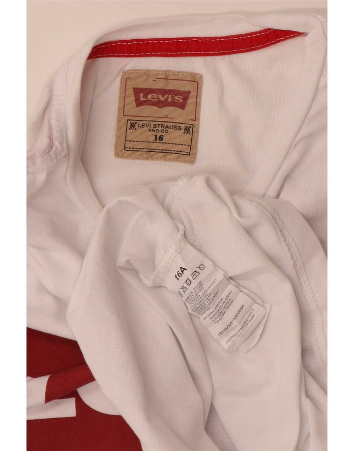 Top gráfico Levi's Boys manga comprida 15-16 anos algodão branco