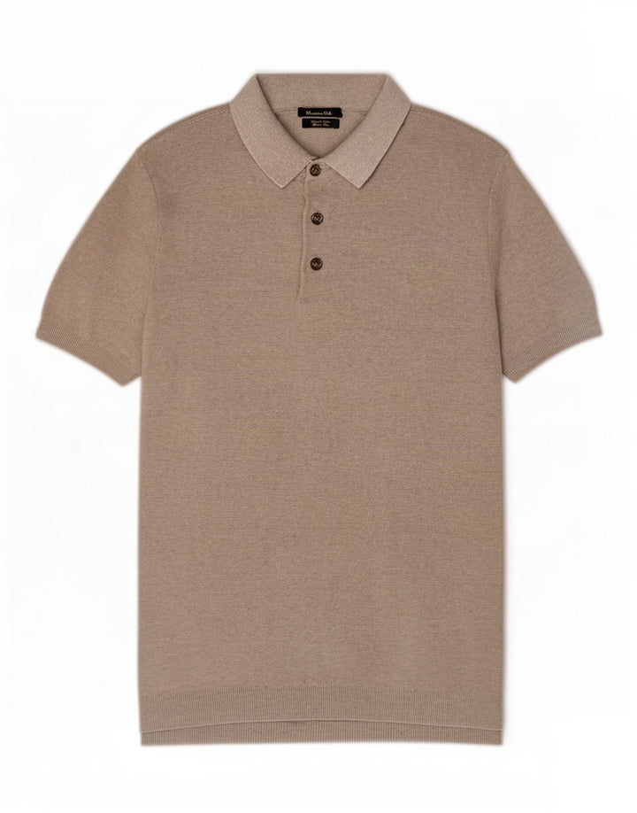Camisa polo masculina Massimo Dutti grande algodão cinza