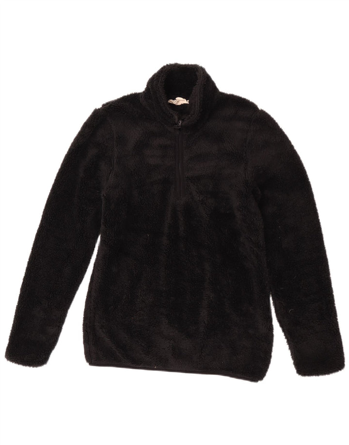Mountain Warehouse feminino com zíper e gola em ponte de lã Reino Unido 8 poliéster preto pequeno