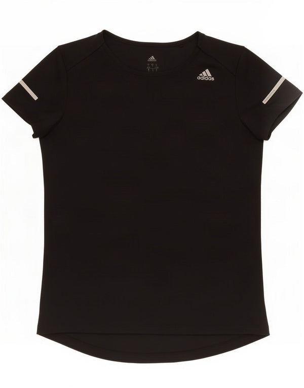 Adidas Womens Climalite T-Shirt Top UK 8/10 Pequeno Poliéster Preto