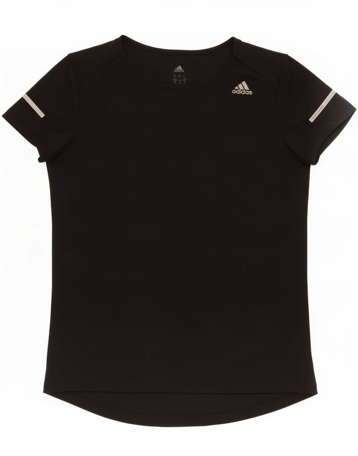 Adidas Womens Climalite T-Shirt Top UK 8/10 Pequeno Poliéster Preto
