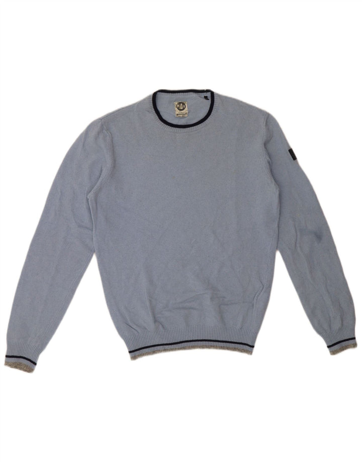 Murphy & Nye Suéter masculino com gola redonda, grande lã azul