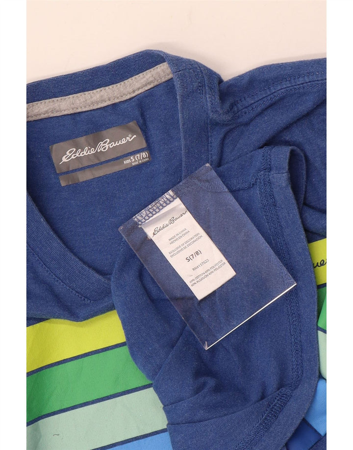 Camiseta Eddie Bauer Boys Top 7-8 Anos Pequeno Azul Colorblock Algodão