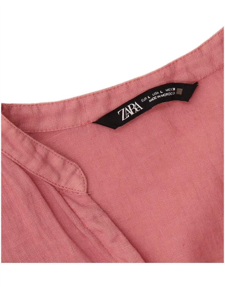 Blusa feminina ZARA manga 3/4 Reino Unido 16 grande rosa